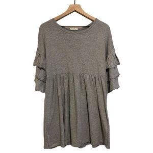 Grey ruffle sleeve mini dress medium